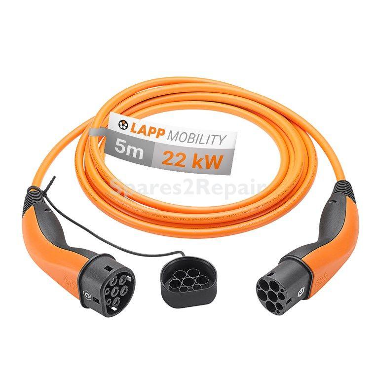 Lapp Mobility Power Supply Cable - Ladekabel Typ 2, Bis Zu 22 Kw, 5 M, Orange, 32a, 3-phasig Zum Laden Von Hybrid- Und Elektroautos M. Typ-2-anschluss