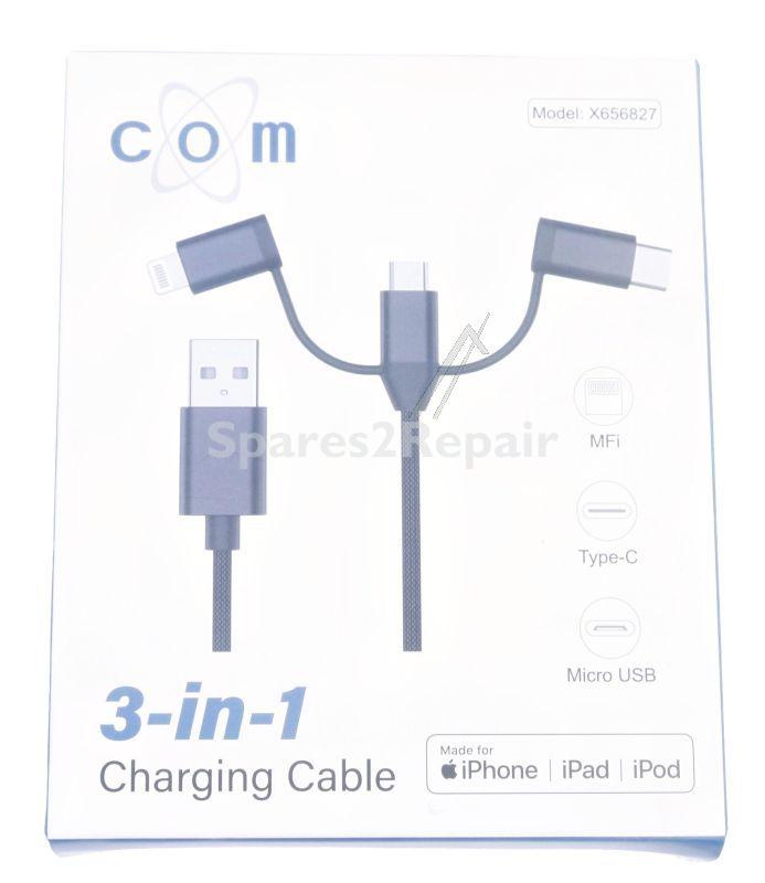 Compatible Usb-connector - Usb-a 3-in-1 Ladekabel Auf Usb-c Micro Usb Und Lightning – Mfi- 1m
