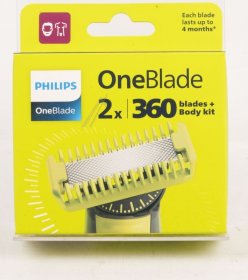 Philips Shaver Head - Qp624-50 Oneblade 360° Replacement Blade Silver 2 Pieces + 1 Piece Body Kit