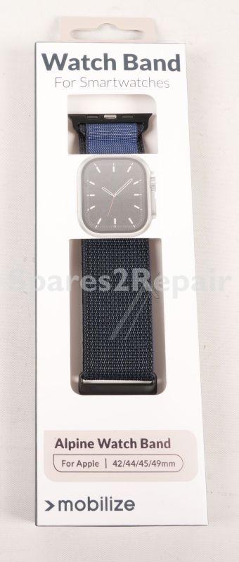 Mobilize Wristbands For Smartwatch - 82020 Mobilize Watch Band - Alpine - Black Connector - For Apple 42-44-45-49mm - Blue