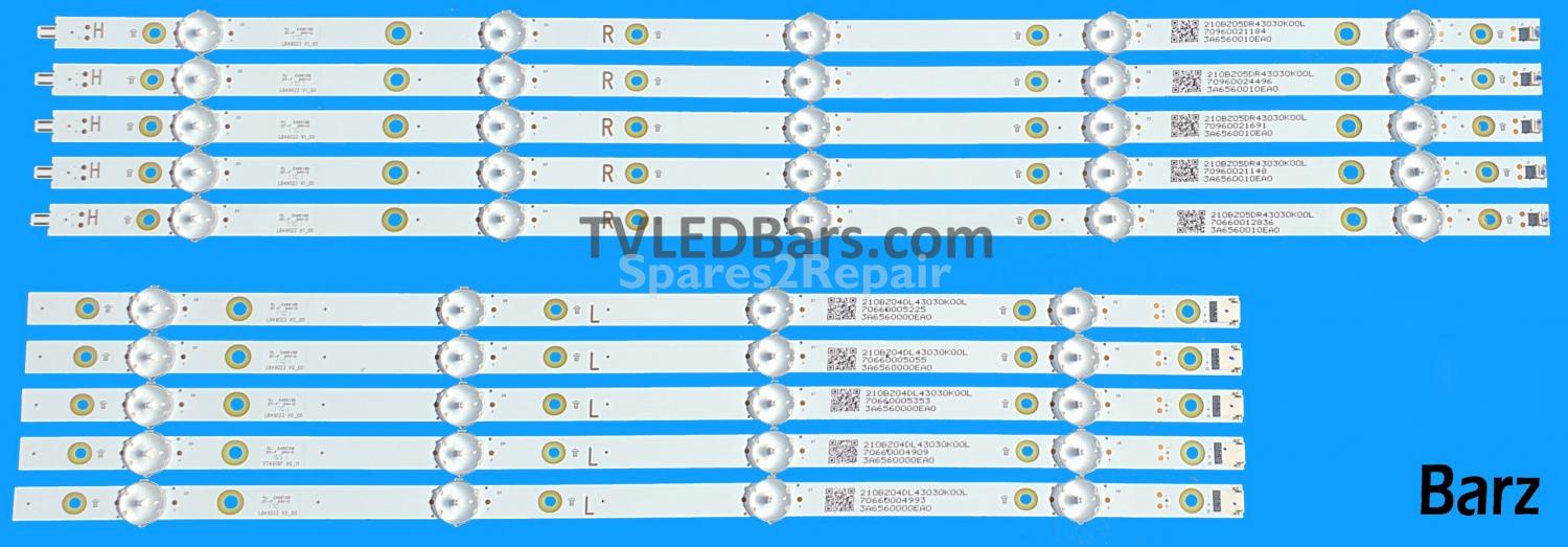 TPV for Philips LED Backlight Array Philips TPT490F2-FN02.S 49" 210BZ04DL + 210BZ05DR LB49023 LB49021 10pcs