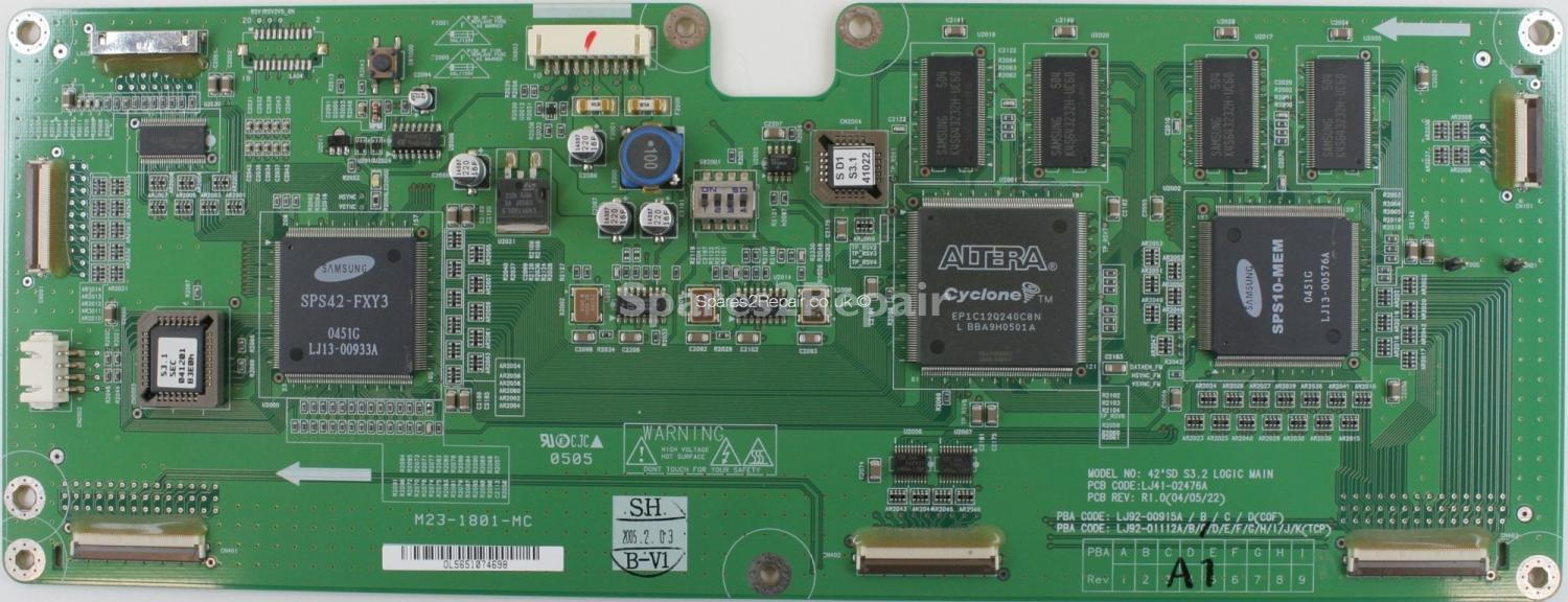 Samsung PS-42V4SK - Logic Ctrl - LJ92-01112C A1 - LJ41-02476A - R1.0 - 42SD S3.2 LOGIC MAIN - M23-1801-MC