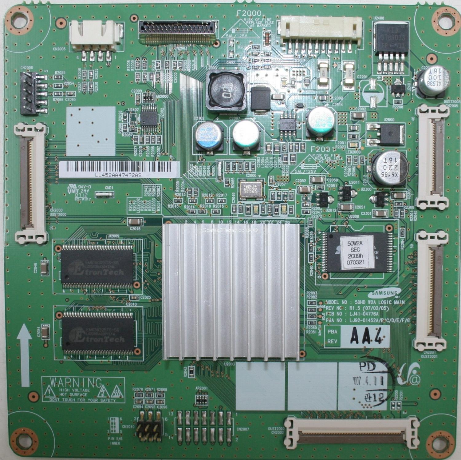 Samsung PS-50Q97HD - Logik CTRL - LJ92-01452A A4 - LJ41-04776A R1.5 - 50HD W2A LOGIC MAIN